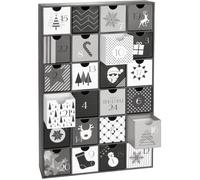 BRUBAKER Calendrier de l'Avent à Remplir - Noël Noir et Blanc | Calendrier de l'Avent DIY avec 24 Petites Portes pour Coupons, Bonbons et Autres Surprises - 39 cm en Carton