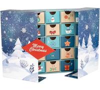 BRUBAKER Calendrier de l'Avent à Remplir - Calendrier de Noël DIY à Déplier avec 24 Portières pour Coupons, Bonbons et autres Surprises - 27 cm en Carton - Bleu