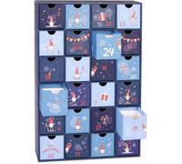 BRUBAKER Calendrier de L'Avent à Remplir - Gnomes Bleus - Calendrier de Noël à Remplir Soi-Même avec 24 Portes Pour Bons D'Achat, Bonbons et Autres Surprises - Hauteur 39 cm en Carton