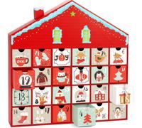 BRUBAKER Calendrier de l'Avent à remplir - Maison de Noël 2024 - Calendrier de Noël DIY avec 24 portes pour bons d'achat, friandises - 40,5 cm - Carton