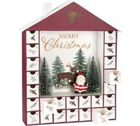 BRUBAKER Calendrier de l'Avent à Remplir - Maison de Noël DIY avec Père Noël en Céramique - Calendrier avec 24 Portes pour Coupons, Bonbons et autres Surprises - 44 cm