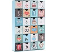 BRUBAKER Calendrier de l'Avent à remplir - Noël animal bleu - Calendrier de Noël DIY avec 24 portes pour des bons d'achat, des friandises et d'autres surprises - 32,5 cm de haut en carton