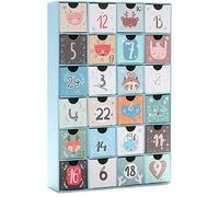 BRUBAKER Calendrier de l'Avent à Remplir - Noël Animalier Bleu - Calendrier de Noël DIY avec 24 Petites Portes pour Coupons, Bonbons et Autres Surprises - 39 cm en Carton