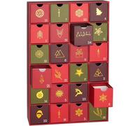 BRUBAKER Calendrier de L'Avent à Remplir - Noël Traditionnel Rouge Vert - Calendrier de Noël à Remplir Soi-Même avec 24 Portes Pour Bons D'Achat, Bonbons et Autres Surprises - 39 cm