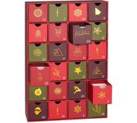 BRUBAKER Calendrier de L'Avent à Remplir - Noël Traditionnel Rouge Vert | Calendrier de Noël à Remplir Soi-Même avec 24 Portes Pour Bons D'Achat, Bonbons et Autres Surprises - 39 cm