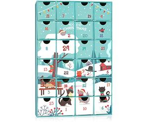 BRUBAKER Calendrier de L'Avent à Remplir Pour les Chats et les Amoureux Des Chats - Calendrier de Noël à Faire Soi-Même Pour les Friandises, les Snacks, les Sucreries Ou Autres Surprises