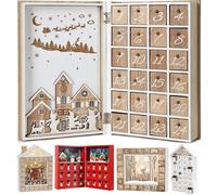Brubaker Calendrier de l'Avent en bois réutilisable à remplir - Livre Joyeux Noël - Calendrier de Noël DIY 19.6 x 7.5 x 30 cm