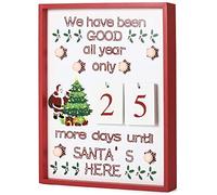 BRUBAKER - Calendrier de l'Avent Lumineux - Compte à rebours/Countdown 24 Jours - Décoration de Noël en Bois - Éclairage LED - 28 x 4 x 35,5 cm