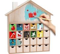 BRUBAKER Calendrier de l'Avent réutilisable à remplir avec 24 tiroirs - Calendrier de Noël DIY à peindre, à bricoler et à décorer soi-même - Maison de Noël vierge - hauteur 33,3 cm