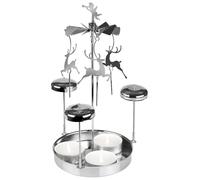 BRUBAKER Carillon de lumière en métal - Carrousel Bougeoir - Pyramide de table avec 3 bougies à chauffe-plat - Bougeoir pour Noël, argenté