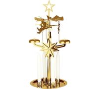 BRUBAKER Carillon de lumière en métal - Carrousel Porte-bougies - Anges avec 4 bougies - Pyramide de table - Bougeoirs - Pyramide de Noël, or