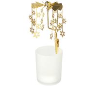 BRUBAKER Carrousel de bougies à chauffe-plat Noël - Carrousel de bougies à chauffe-plat - Flocons de neige Porte-bougies à chauffe-plat - Décoration de Noël, Or