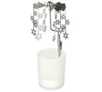 BRUBAKER Carrousel de bougies à chauffe-plat Noël - Carrousel de bougies à chauffe-plat - Flocons de neige Porte-bougies à chauffe-plat - Décoration de Noël, Argent