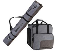 BRUBAKER - Set de Ski 'Carver Performance' - Housse à Skis & Sac à Chaussures de Ski - 190 cm - Gris chiné/Noir