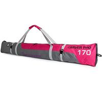 BRUBAKER ‘Carver Pro 2.0’ - Série limitée - Housse à Skis rembourrée pour 1 Paire de Skis et Bâtons - 170 cm - Fuchsia/Gris