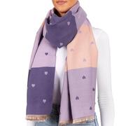 BRUBAKER Cashmirillo Echarpe Femme avec Motif Cœur - 70 x 200 cm - Chaude, Douce et Oversized - Echarpe en Laine pour l'Automne et l'Hiver - Douce sensation de Cachemire - Violet, Lilas et Rose