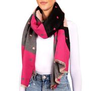 BRUBAKER Cashmirillo Echarpe Femme avec Motif Cœur - 70 x 200 cm - Chaude, Douce et Oversized - Echarpe en Laine pour l'Automne et l'Hiver - Douce sensation de Cachemire - Rose, Noir et Rose