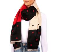 BRUBAKER Cashmirillo Echarpe Femme avec Motif Cœur - 70 x 200 cm - Chaude, Douce et Oversized - Echarpe en Laine pour l'Automne et l'Hiver - Douce sensation de Cachemire - Rouge, Noir et Beige