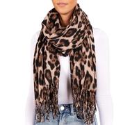 BRUBAKER Cashmirillo Echarpe Femme Léopard - 70 x 200 cm - Chaude, Douillette et Oversized - Echarpe en Laine Léopard pour l'Automne et l'Hiver - Douce en Cachemire - Beige Noir