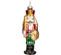 BRUBAKER Casse-Noisette Soldat Rouge Vert Or - Boule de Noël en verre peinte à la main - Décorations de Noël Figurines Drôles Déco Pendentif Boule d'arbre - 13 cm