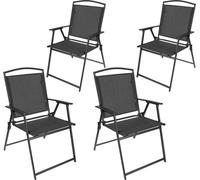 BRUBAKER Chaise de jardin Bergamo - Chaise de camping résistante aux intempéries - Chaise de balcon pliante - Chaise pliante pour camping jardin balcon, 4 chaises, Gris foncé