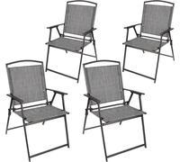 BRUBAKER Chaise de jardin Bergamo - Chaise de camping résistante aux intempéries - Chaise de balcon pliante - Chaise pliante pour camping jardin balcon, 4 chaises, Gris