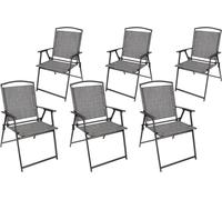 BRUBAKER Chaise de jardin Bergamo - Chaise de camping résistante aux intempéries - Chaise de balcon pliante - Chaise pliante pour camping jardin balcon, 6 chaises, Gris
