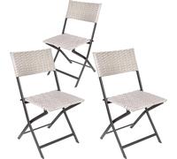 BRUBAKER Chaise de jardin Lugano - Chaise pliante en poly rotin résistante aux intempéries et robuste - Chaise de balcon pliante - Chaise de camping pour jardin balcon camping, 3 chaises