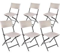 BRUBAKER Chaise de jardin Lugano - Chaise pliante en poly rotin résistante aux intempéries et robuste - Chaise de balcon pliante - Chaise de camping pour jardin balcon camping, 6 chaises