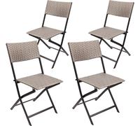BRUBAKER Chaise de jardin Toskana - Poly rotin chaise pliante résistant aux intempéries - chaise de balcon pliante - chaise de camping pour jardin balcon terrasse, 4 chaises