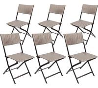 BRUBAKER Chaise de jardin Toskana - Poly rotin chaise pliante résistant aux intempéries - chaise de balcon pliante - chaise de camping pour jardin balcon terrasse, 6 chaises