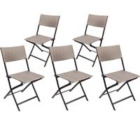 BRUBAKER Chaise de jardin Toskana - Poly rotin chaise pliante résistant aux intempéries - chaise de balcon pliante - chaise de camping pour jardin balcon terrasse, 5 chaises