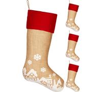 BRUBAKER Chaussette de Noël à remplir et à suspendre - Chaussette de Père Noël de 52 cm, 4 pièces