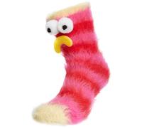 BRUBAKER Chaussettes Amusantes de Monstres de Cartoon - Mad Milly - Chaussettes Drôles en Peluche avec Visages - 3D Cadeau pour Adultes et Enfants - Chaud et Moelleux - Rouge et Rose - Taille 36-41