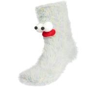BRUBAKER Chaussettes Amusantes Monstre de Cartoon - Fluffy Frank - Chaussettes en Peluche Drôles avec Visages - 3D Cadeau pour Adultes et Enfants - Chaud et Moelleux - Gris Multicolore - Taille 36-41