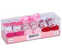BRUBAKER - Chaussettes bébé - Lot de 3 Paires - Fille 0-12 Mois - Coffret cadeau Naissance/Baptême - Volants/Dentelle/Fleurs