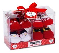 BRUBAKER - Chaussettes bébé - Lot de 4 Paires - Garçon/Fille 0-12 Mois - Coffret cadeau Naissance/Baptême - Noël