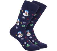 BRUBAKER Chaussettes de Noël pour Hommes et Femmes - Motifs de Noël Amusants - Unisexe Chaussettes Douillettes Colorées Coton - Cadeau de Noël - Bonhomme de Neige