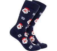 BRUBAKER Chaussettes de Noël pour hommes - Pères Noël - Chaussettes douillettes colorées pour Noël - Chaussettes d'équipage amusantes pour hommes cadeau, taille 35-40