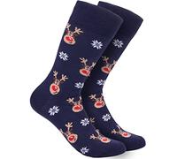 BRUBAKER Chaussettes de Noël Unisexes - Motifs Amusants - Douillettes et Colorées en Coton - Cadeau pour Hommes et Femmes - Rennes