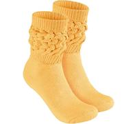 BRUBAKER Chaussettes de Sport Rétro - Chaussettes de Sport pour Femmes pour le Fitness, Yoga, Workout et Gymnastique - 1 Paire de Chaussettes Tricotées pour Femmes - Jaune Clair, 39-42