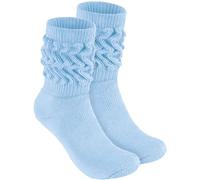 BRUBAKER Chaussettes de Sport Rétro - Chaussettes de Sport pour Femmes pour le Fitness, Yoga, Workout et Gymnastique - 1 Paire de Chaussettes Tricotées pour Femmes - Bleu Clair, 39-42