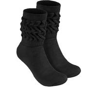 BRUBAKER Chaussettes de Sport Rétro - Chaussettes de Sport pour Femmes pour le Fitness, Yoga, Workout et Gymnastique - 1 Paire de Chaussettes Tricotées pour Femmes - Noir, 35-38