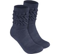 BRUBAKER Chaussettes de Sport Rétro - Chaussettes de Sport pour Femmes pour le Fitness, Yoga, Workout et Gymnastique - 1 Paire de Chaussettes Tricotées pour Femmes - Bleu Denim, 35-38