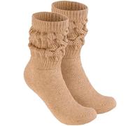 BRUBAKER Chaussettes de Sport Rétro - Chaussettes de Sport pour Femmes pour le Fitness, Yoga, Workout et Gymnastique - 1 Paire de Chaussettes Tricotées pour Femmes - Beige, 35-38