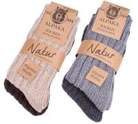 BRUBAKER 4 paires de chaussettes en alpaga avec laine d'alpaga - Set de chaussettes d'hiver pour femmes et hommes, Gris, Beige et Marron, 39-42