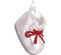 BRUBAKER Chaussure de bébé avec ruban rouge - Boule de Noël en verre peinte à la main - Décorations de Noël Figurines amusantes Pendentif Déco Boule d'arbre - env. 9 cm