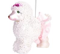 Brubaker Chien caniche avec tutu - Boule de Noël en verre peint à la main - Décoration d'arbre de Noël soufflée à la bouche Personnages amusants Pendentif Déco Boule d'arbre - env. 10 cm