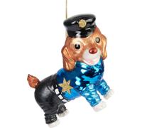 BRUBAKER Chien de Police Boule de Noël en verre - Peinte à la main - Décorations de Noël pour les policiers et les fans de la police - Animal Figurine Drôle Décoration de Noël