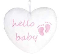 BRUBAKER Coeur en Peluche Hello Baby 25 cm - Cadeau de Douche pour Bébé - Décoration de la Chambre de Bébé - Coussins Nouveau-Né - Bébé Fille Rose